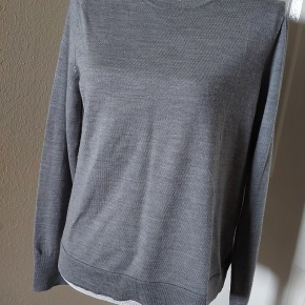 J Crew 100% merino wool grey sweater Size L